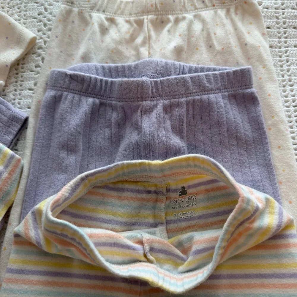 Mix & Match Baby Bodysuits and Pants Bundle Polka Dot Stripe Lilac Purple 6-12 M